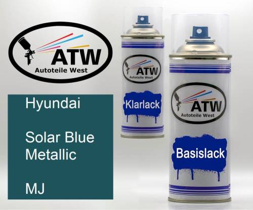 Hyundai, Solar Blue Metallic, MJ: 400ml Sprühdose + 400ml Klarlack - Set, von ATW Autoteile West.